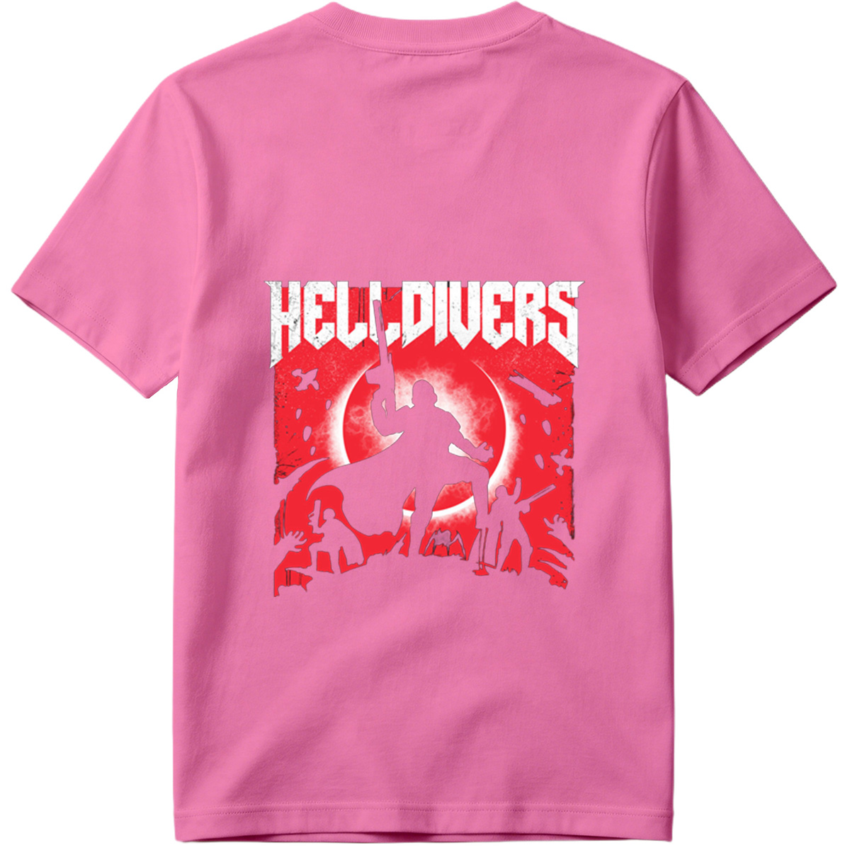 Helldivers: Silhouetted Warriors Against a Crimson Sky - Tee