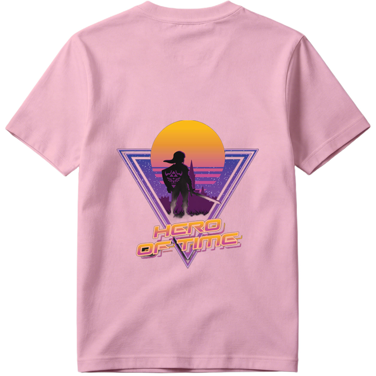 Hero of Time: Link Silhouette in Retro Sunset Scene - Tee