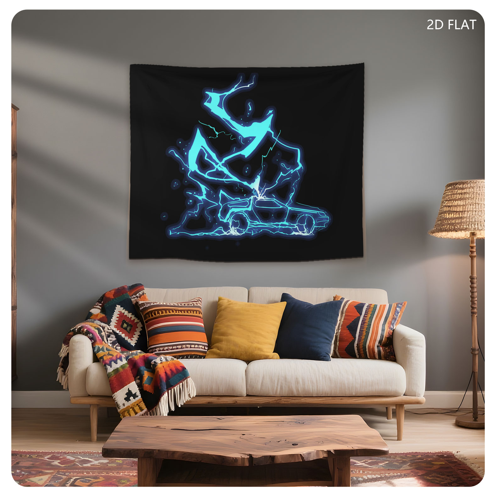 Electric Dragon and Car Fusion Art - Tapestry