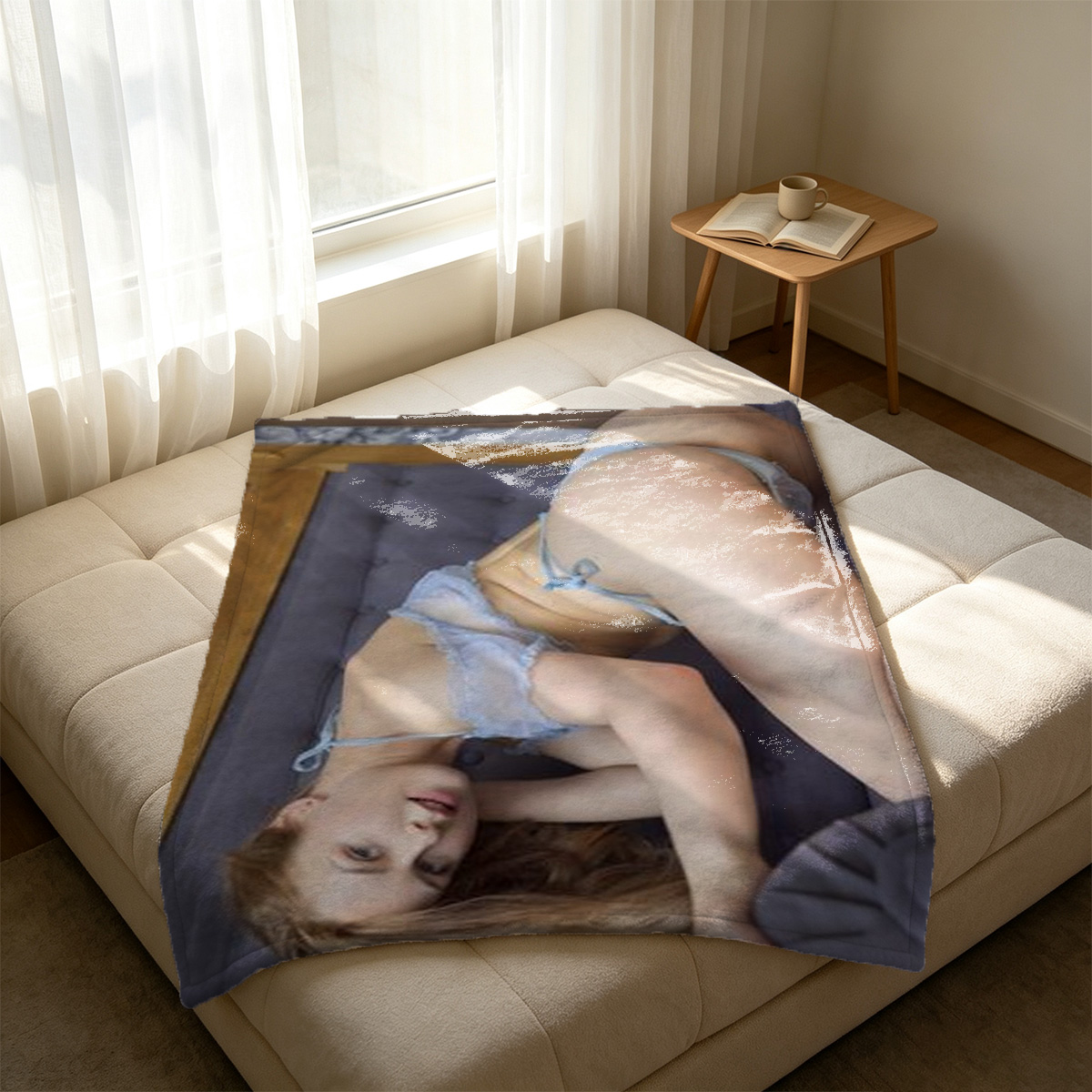 Nude Japanese Woman in Outdoor Hot Spring - Blanket