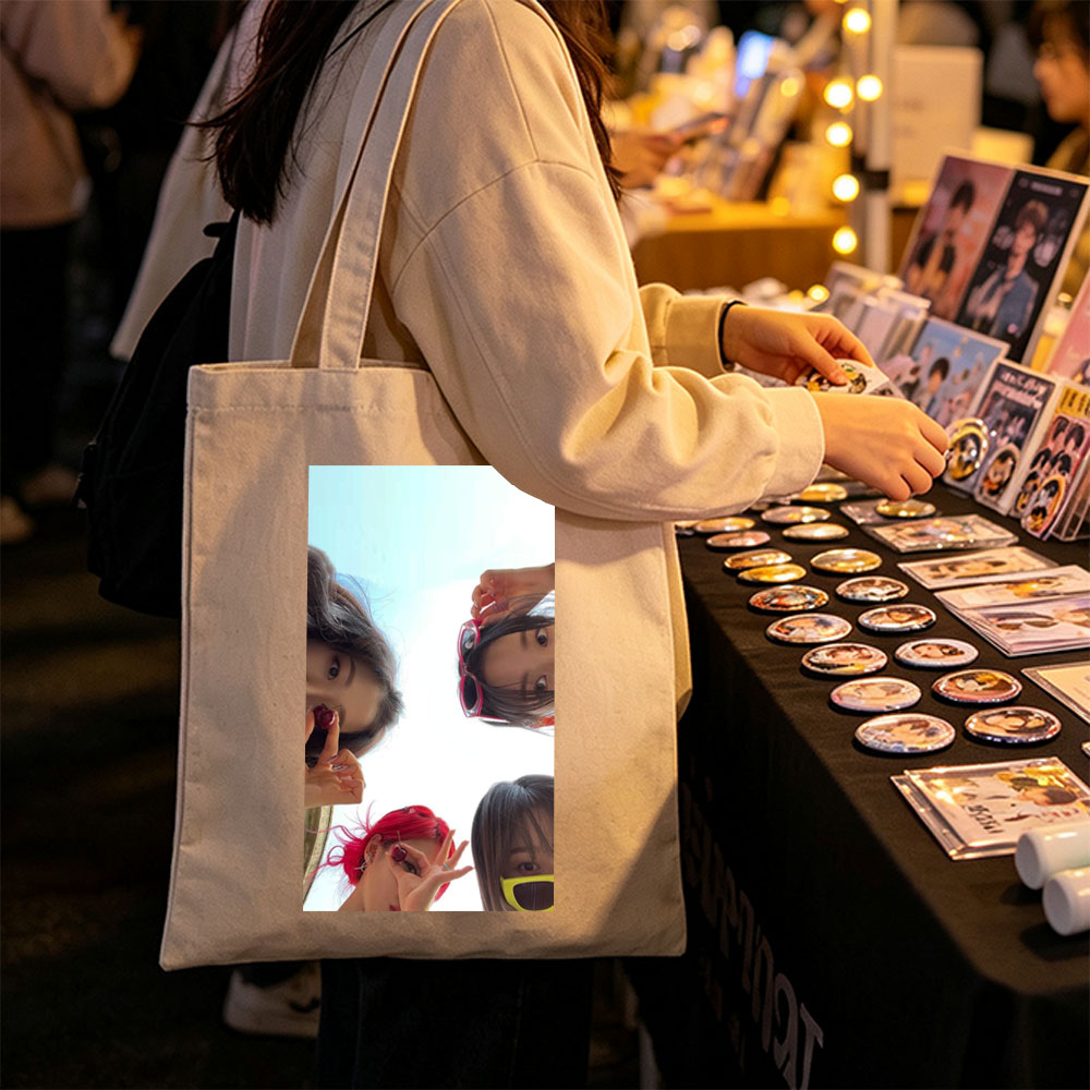 NewJeans Summer Vibes Four Members Holding Cherries Against Sky - Canvas tote bags