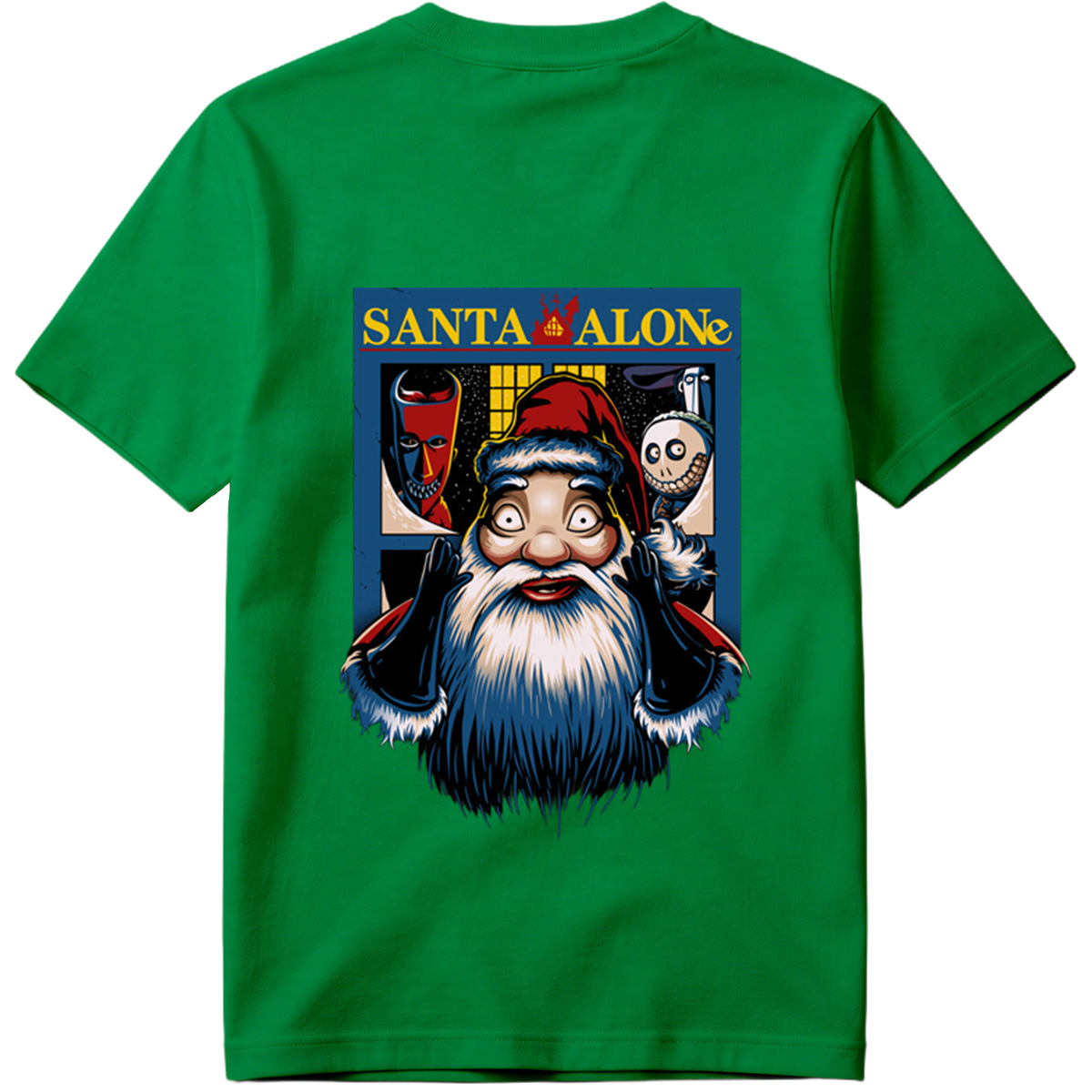 Santa Alone: Santa Claus, Jack Skellington, and Red Mask - Tee