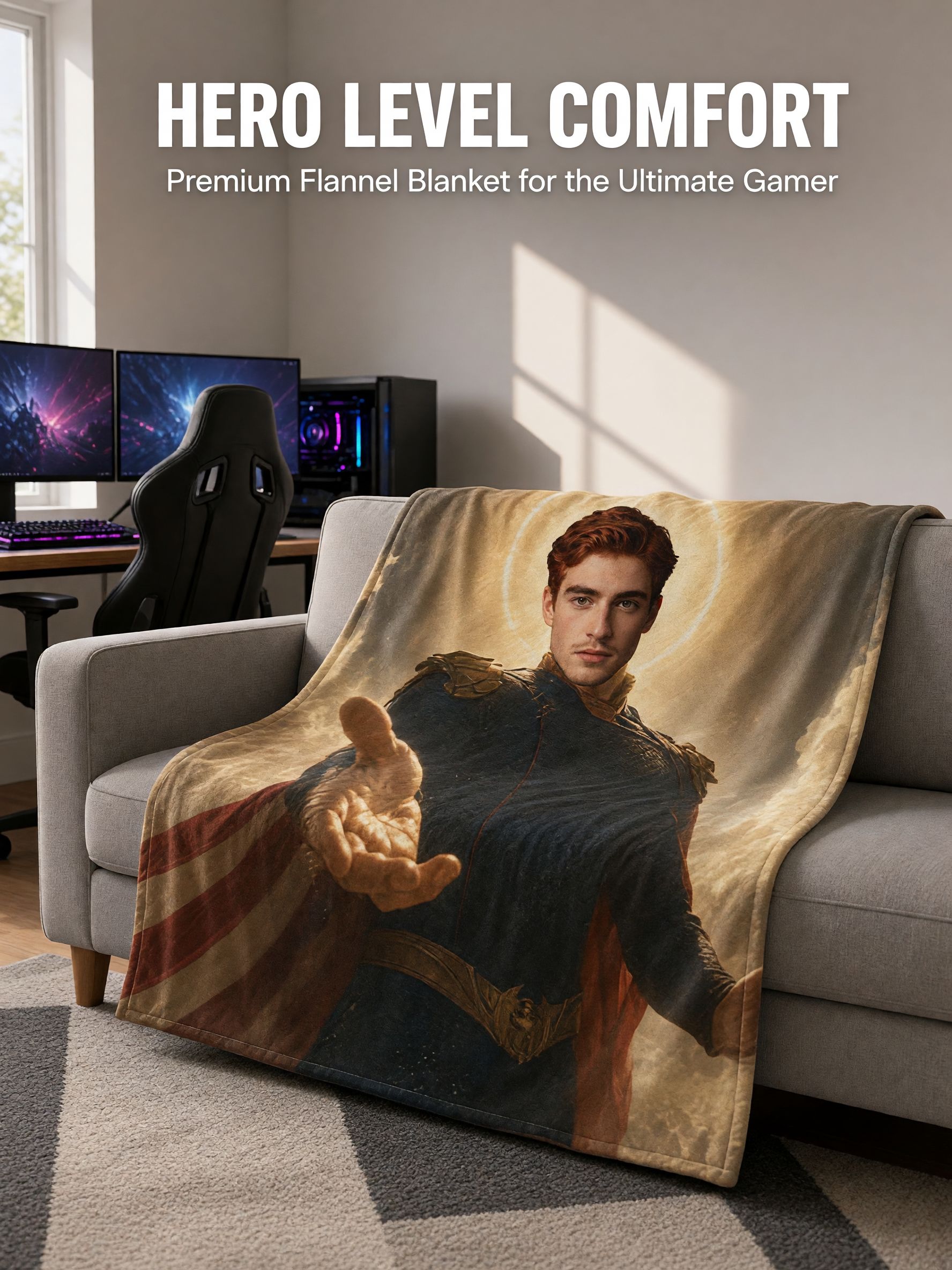 Custom Face Photo Blanket Personalized Superhero Flannel Throw Ultra Soft Anti-Pilling Keepsake for Bed Sofa Couch Gift