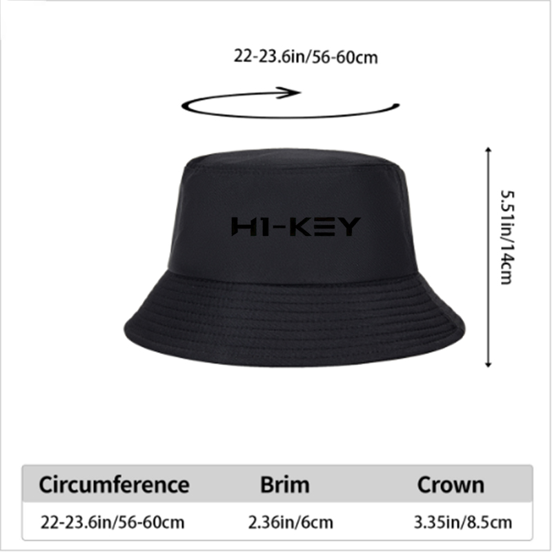 Unisex Classic Bucket Hat with HI-KEY Logo Print - Lightweight Sun Protection Cap for Outdoor Activities, Perfect for Men and Women Seeking Stylish Casual Wear in Urban, Beach, or Travel Settings
