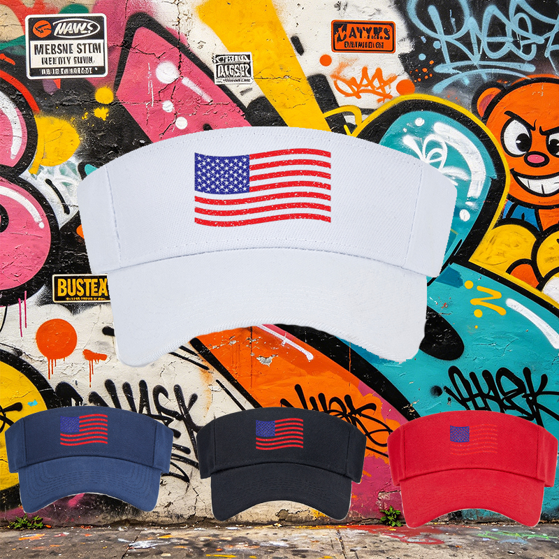 Unisex Classic Mesh Visor Hat with American Flag Print - Lightweight Sun Protection Cap for Outdoor Activities, Perfect for Men and Women Who Love Patriotic Style and Casual Wear