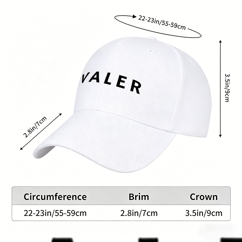 Unisex Classic Baseball Cap with VALER Embroidered Logo Design - Lightweight Adjustable Hat for Outdoor Activities, Casual Wear, and Daily Use - Perfect for Men and Women Seeking Stylish Sun Protection and Urban Fashion Statement