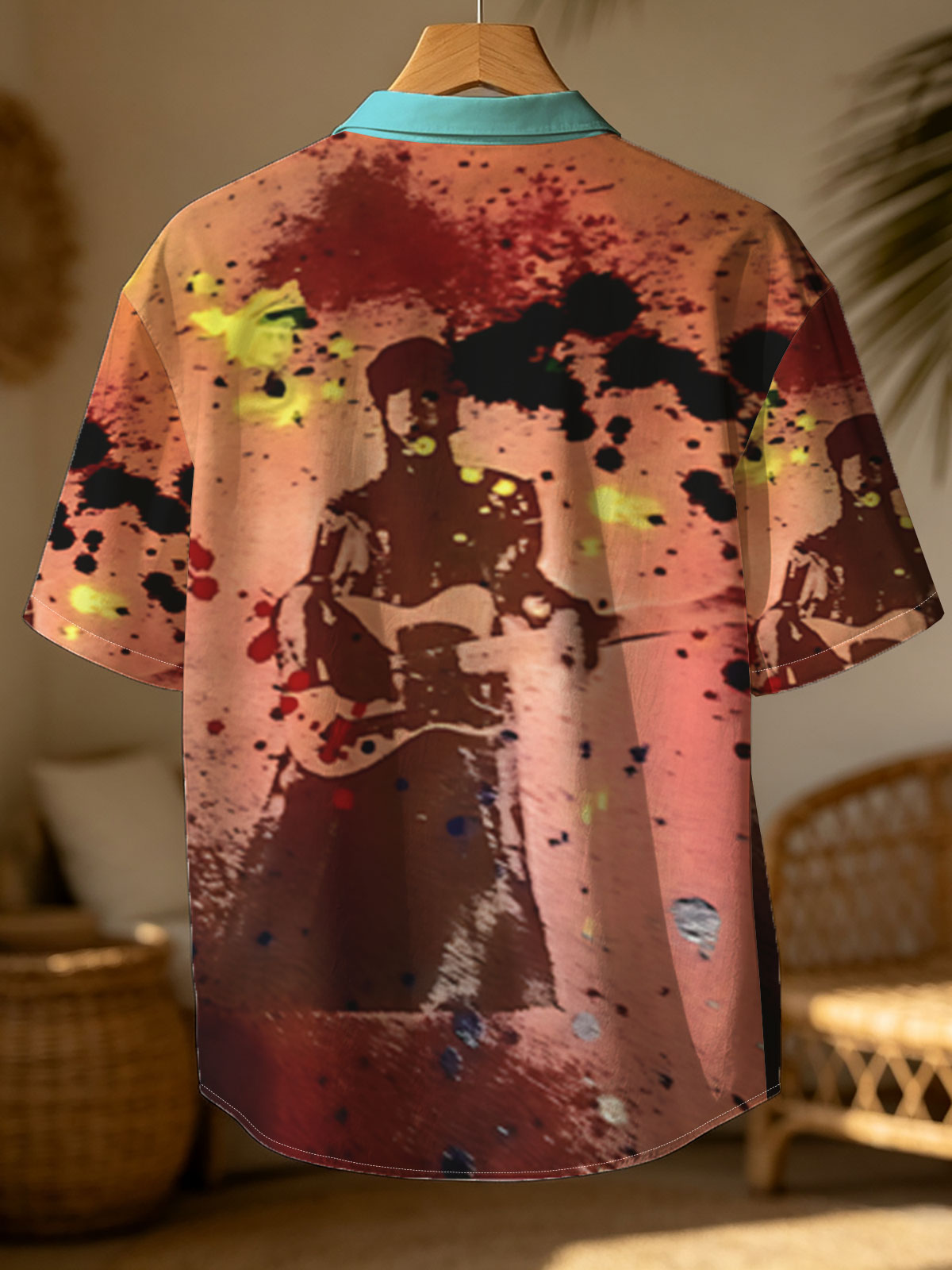 Guitarist Silhouette in Abstract Splash Art -  Shirt