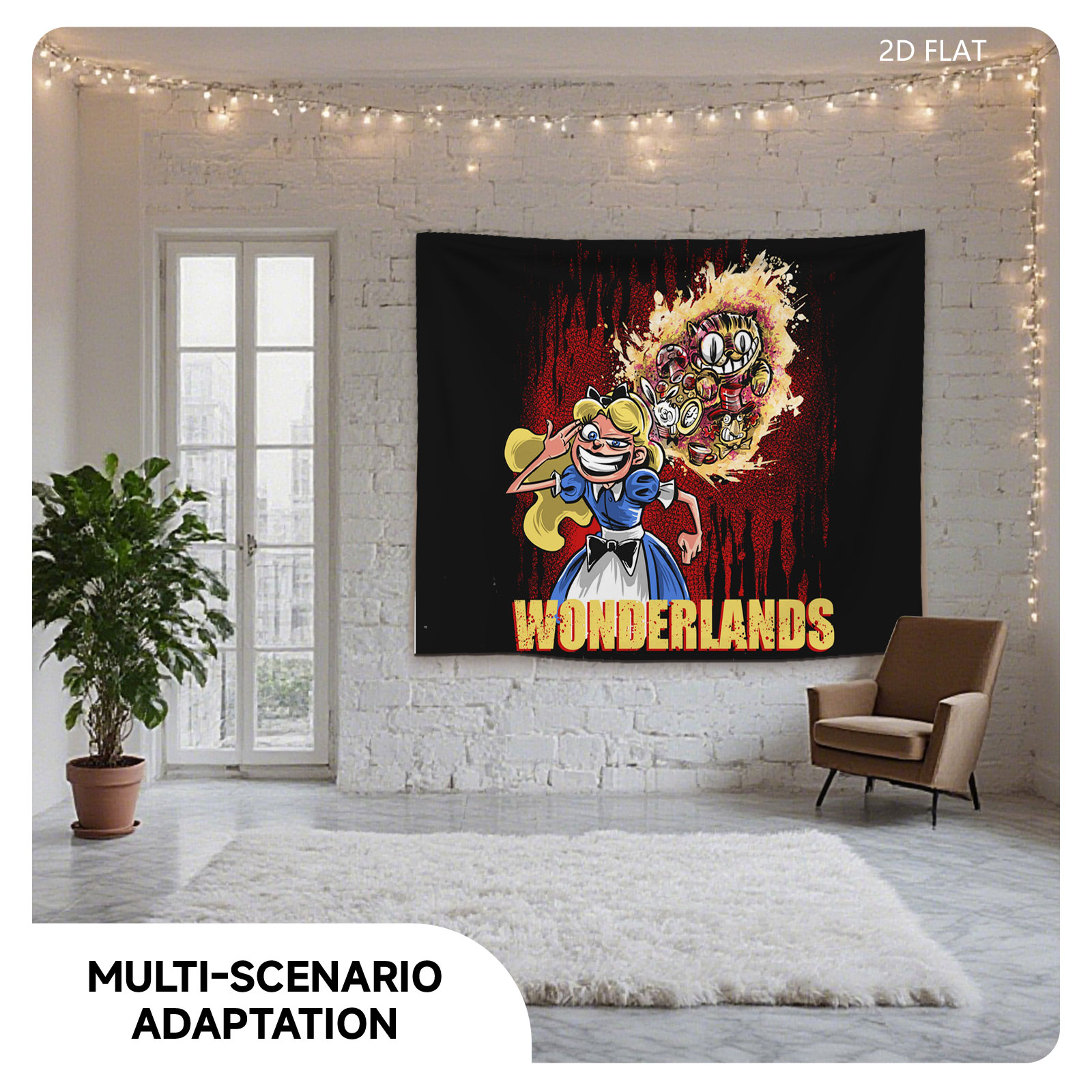Alice and Cheshire Cat in Wonderlands - Tapestry