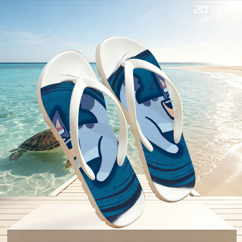 Bluey in a Swirling Blue Circle -  flip-flops