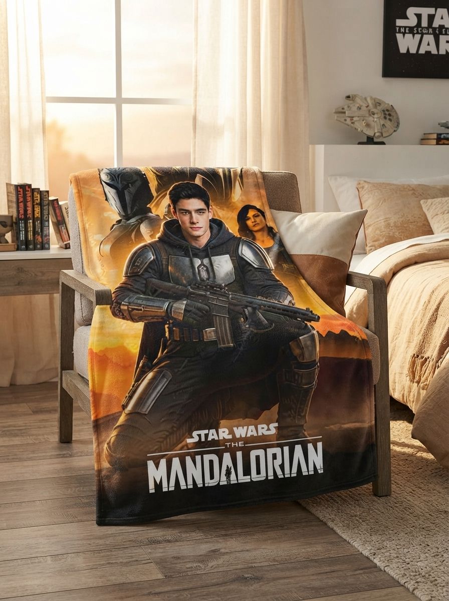 Personalized Face Blanket Custom Photo Galactic Warrior Flannel Fleece Throw Skin-Friendly Anti-Pilling Warm Bed Sofa