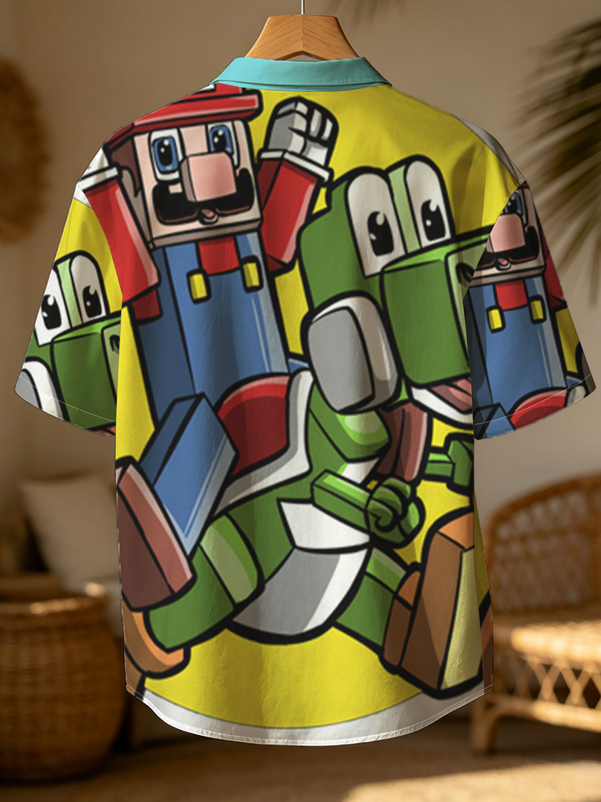 Mario and Yoshi in Action with Toad and Mushrooms -  Shirt