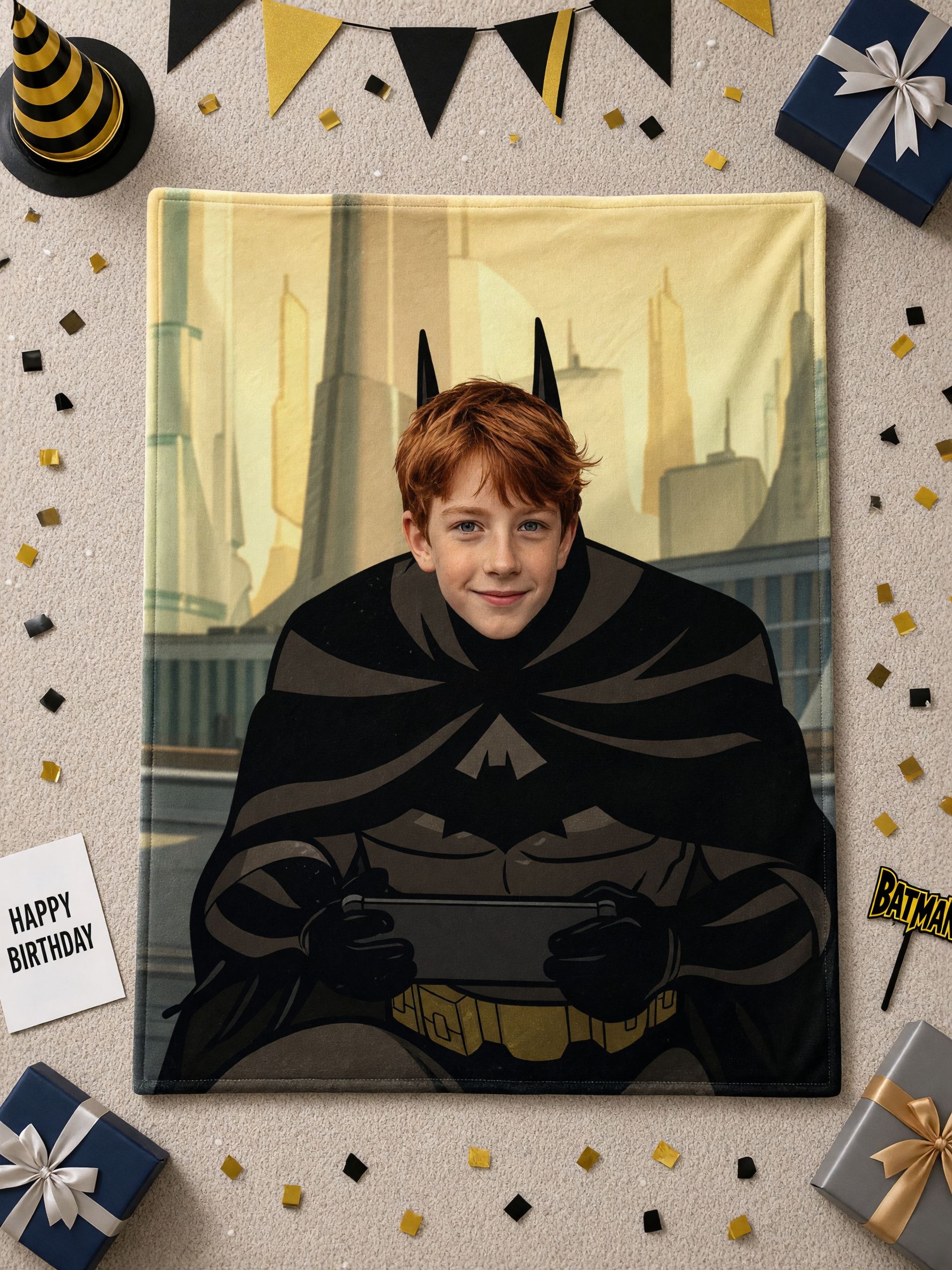 Custom Face Superhero Flannel Fleece Blanket, Ultra Soft Personalized Photo Throw for Kids and Adults, Ideal Cozy Gift