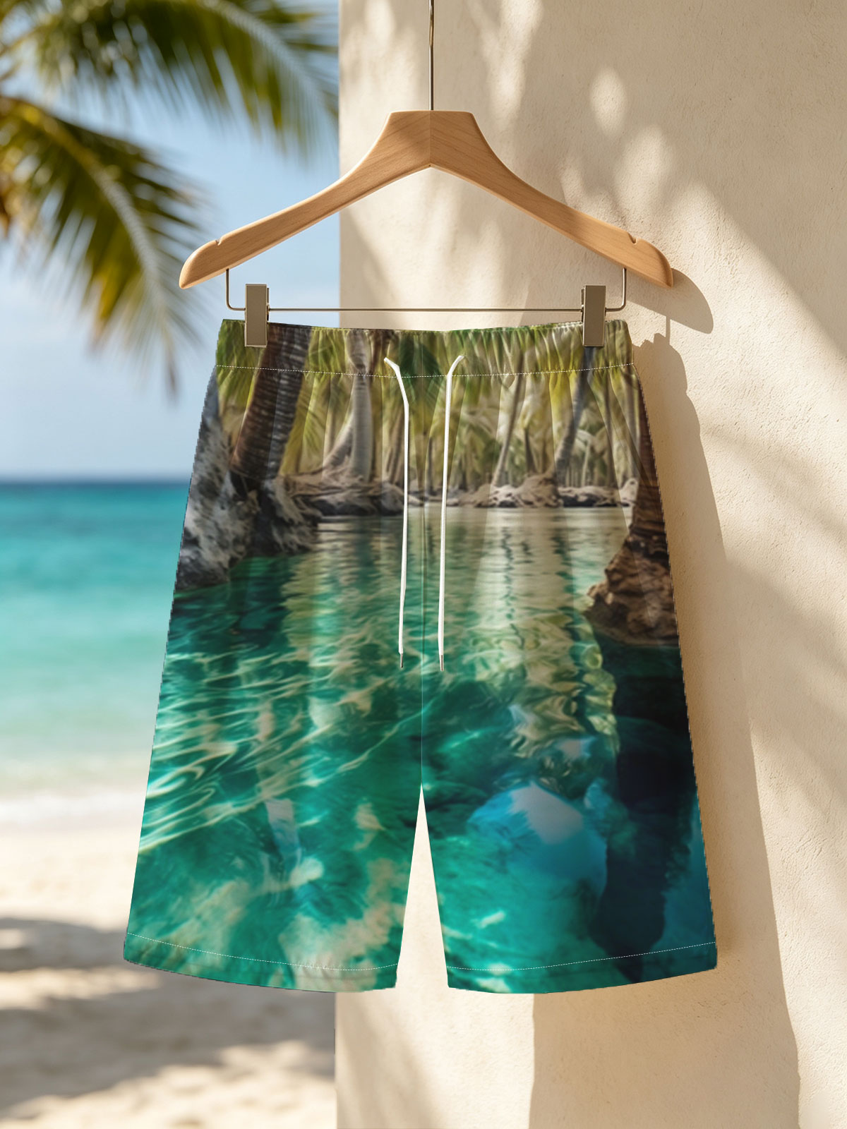 Crystal Clear Water Among Palm Trees -  Beach shorts