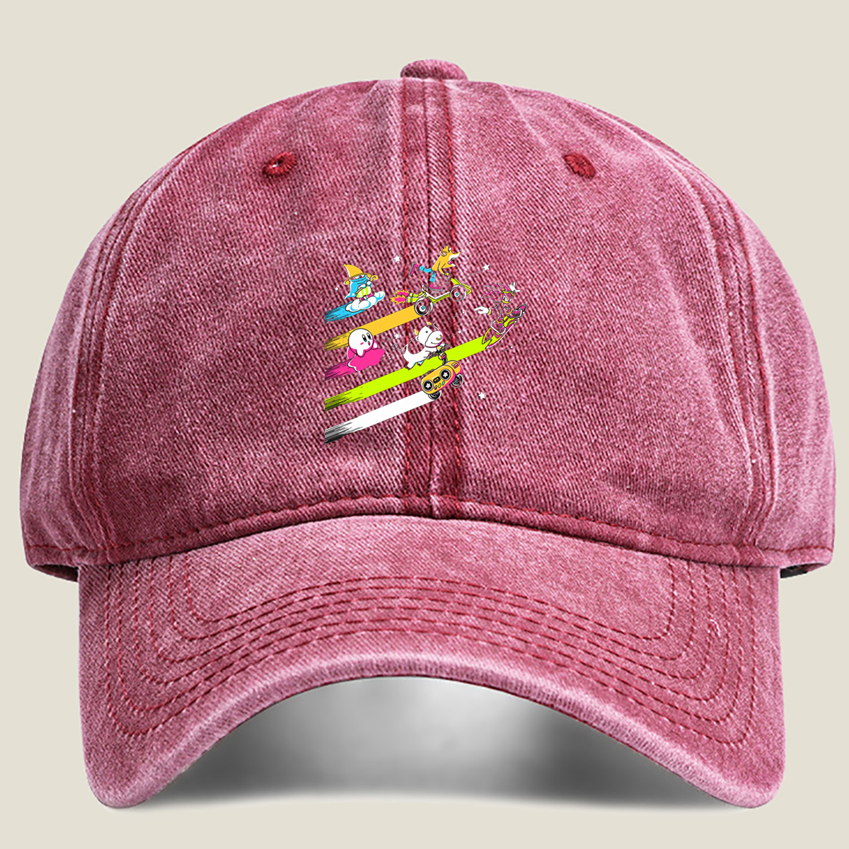 Sonic, Kirby, and Friends Racing Through Space - Washed Denim - Baseball Cap