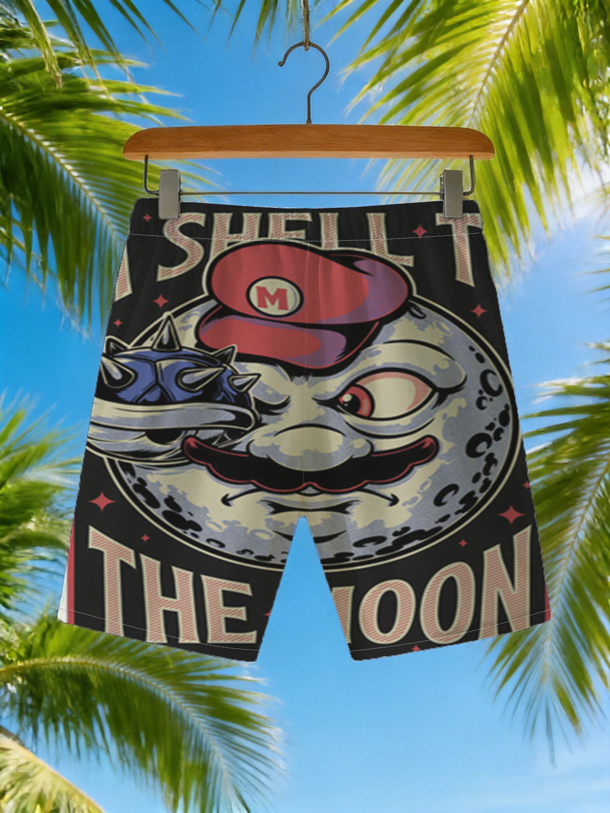 Mario Meets the Moon: A Shell to the Moon -  Beach shorts