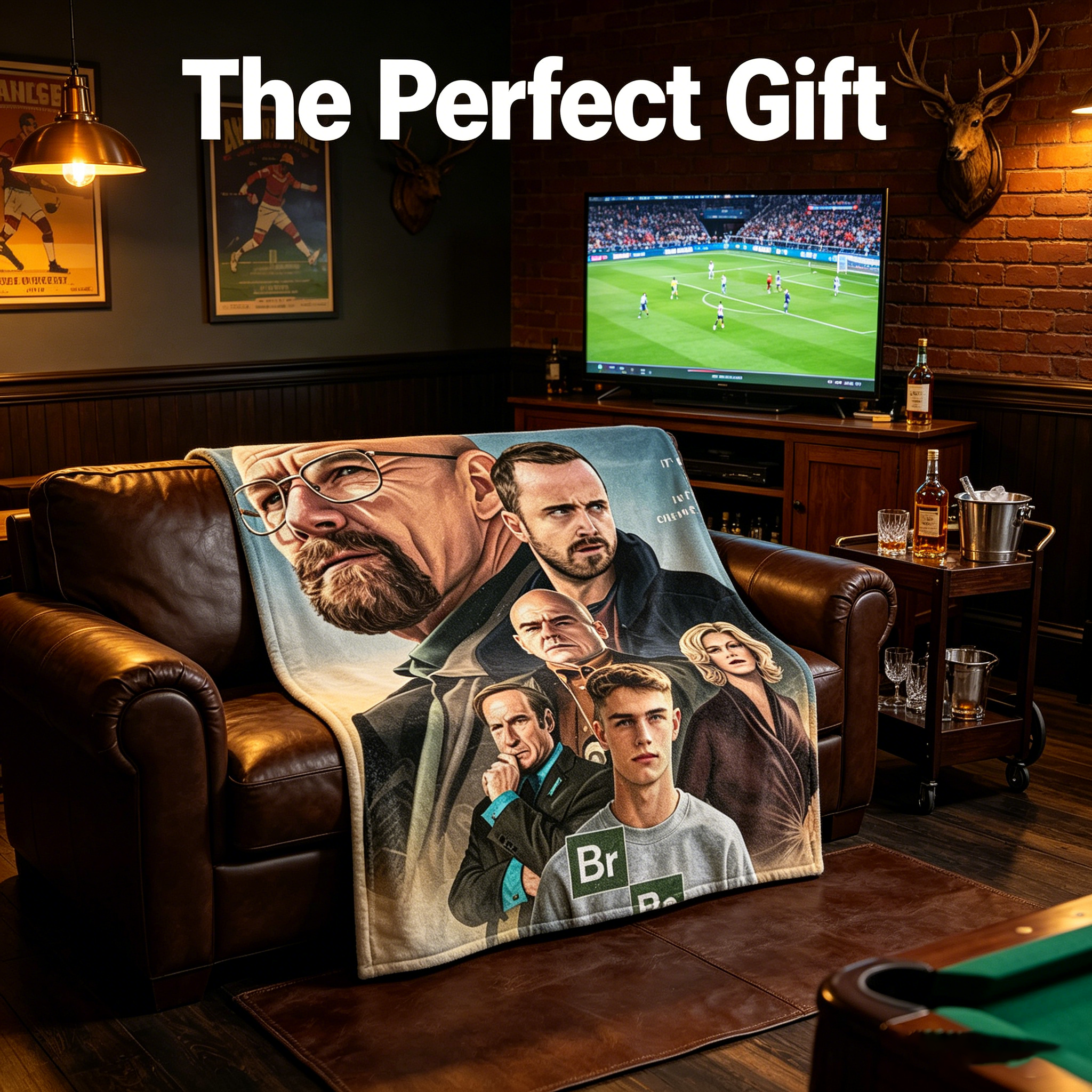 Custom Face Blanket Breaking Bad TV Show Characters Flannel Blanket for Couch, Bed, or Travel – Perfect Gift or Giveaway for Fans