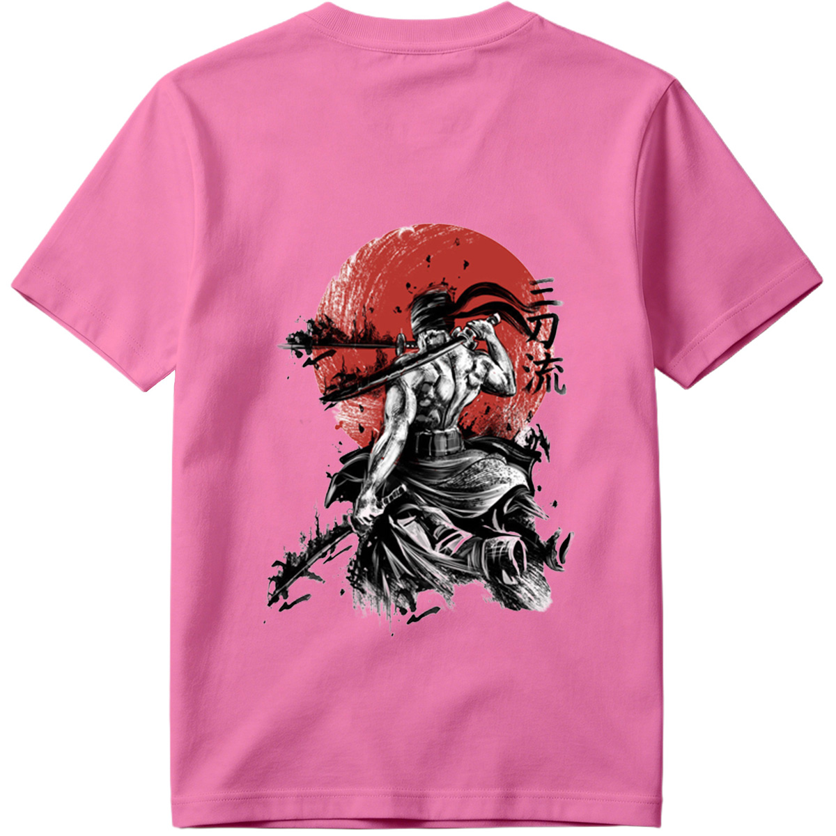 Samurai Warrior with Dual Swords Against Red Sun - Tee