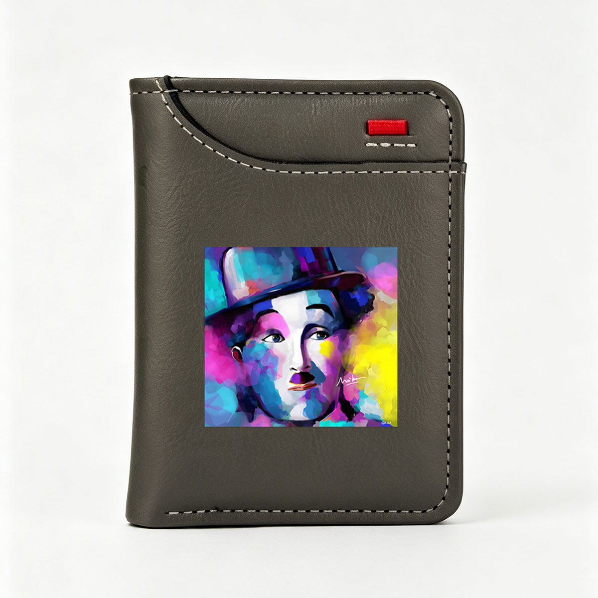 Colorful Portrait of a Mime in Top Hat - Vertical Style Wallet