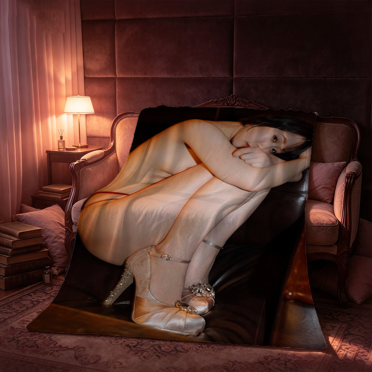 MetArtX - Pearl Chain Lingerie on Brunette Beauty - Blanket