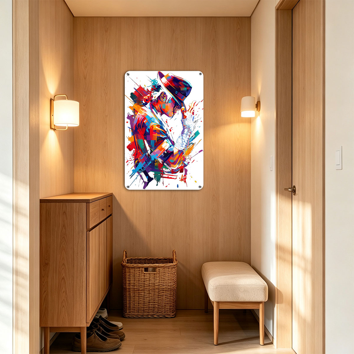 Michael Jackson in Iconic Pose with Colorful Artistic Style - painting