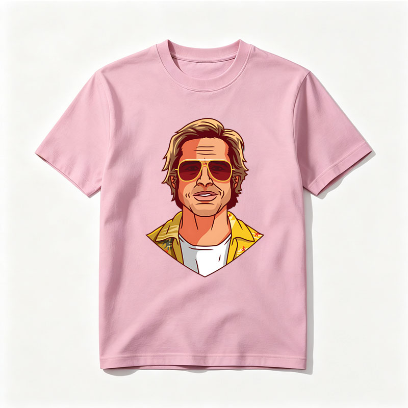 Brad Pitt in Aviator Sunglasses and Yellow Jacket - Tee
