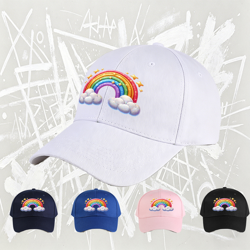 Unisex Classic Baseball Cap with Rainbow and Stars Print | Lightweight Adjustable Hat for Outdoor Activities, Travel, Casual Wear | Perfect for Adults Seeking Fun and Vibrant Style