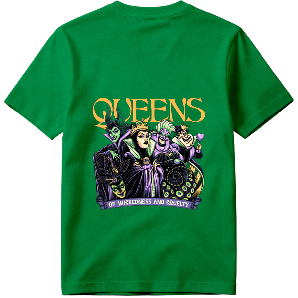 Queens of Wickedness and Cruelty: Maleficent, Evil Queen, Ursula, and Queen of Hearts - Tee