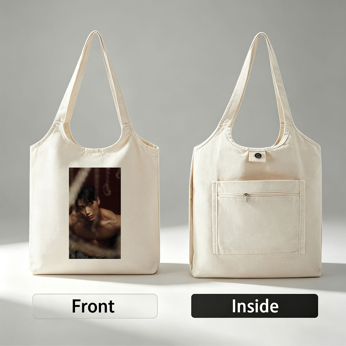 Kim Min-jae Shirtless Portrait in Dramatic Lighting with Dolce & Gabbana Underwear - Canvas shoulder bags/
