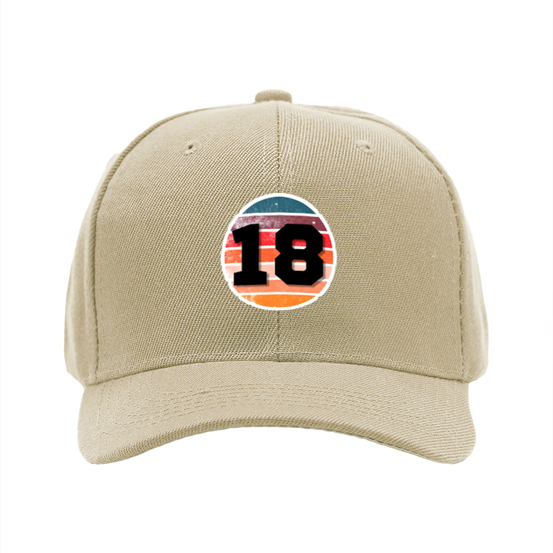 1pc New Baseball Cap with Number 18 Retro Stripe Print Unisex Adjustable Hat for Outdoor Activities and Casual Wear Adults Fashion Accessory
