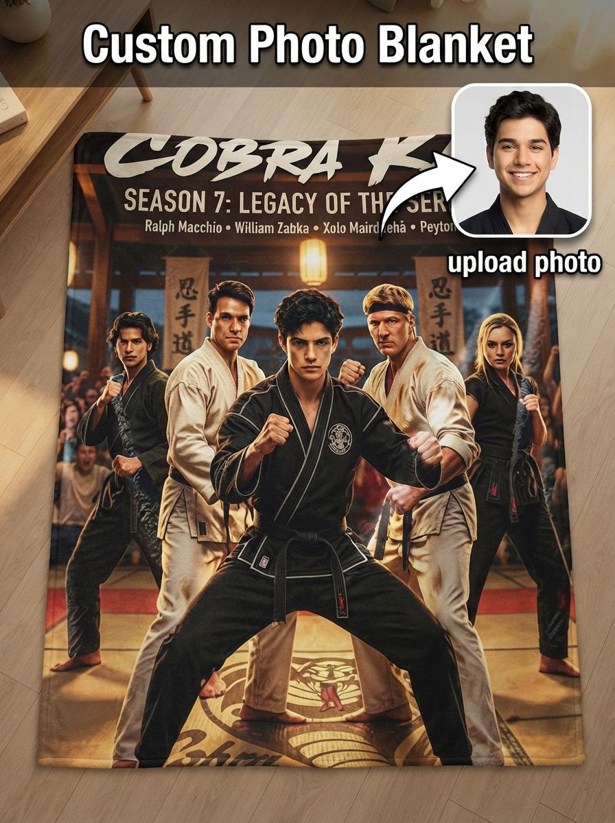 Custom Photo Face Flannel Blanket Personalized Martial Arts Dojang Graphic Fleece Throw Anti-Pilling Cozy Warm Bed Sofa
