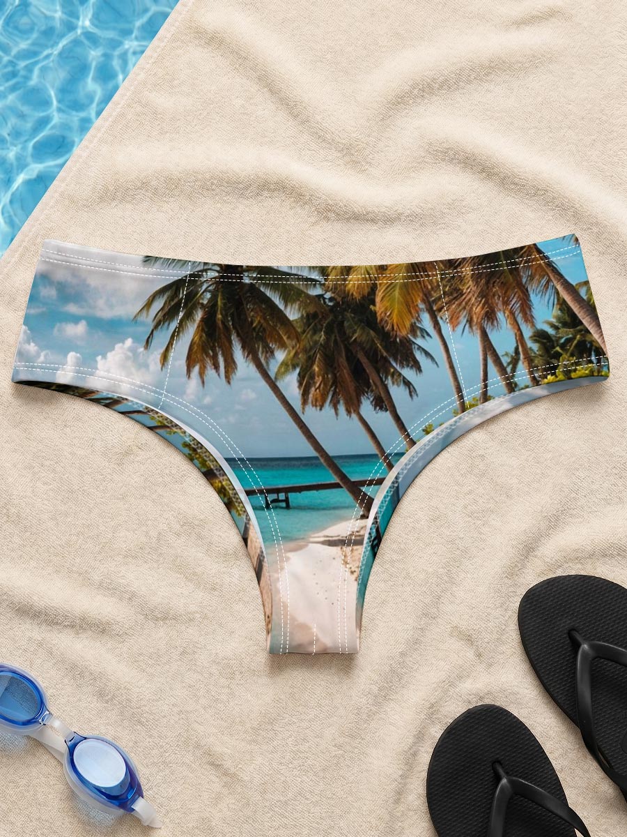 Tropical Beach with Palm Trees and Crystal Clear Water -  Men's swim trunks
