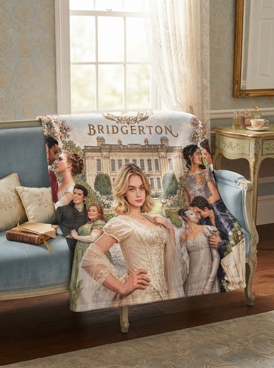 Custom Photo Face Flannel Blanket Personalized Regency Royal Estate Romance Cozy Throw Gift for Women