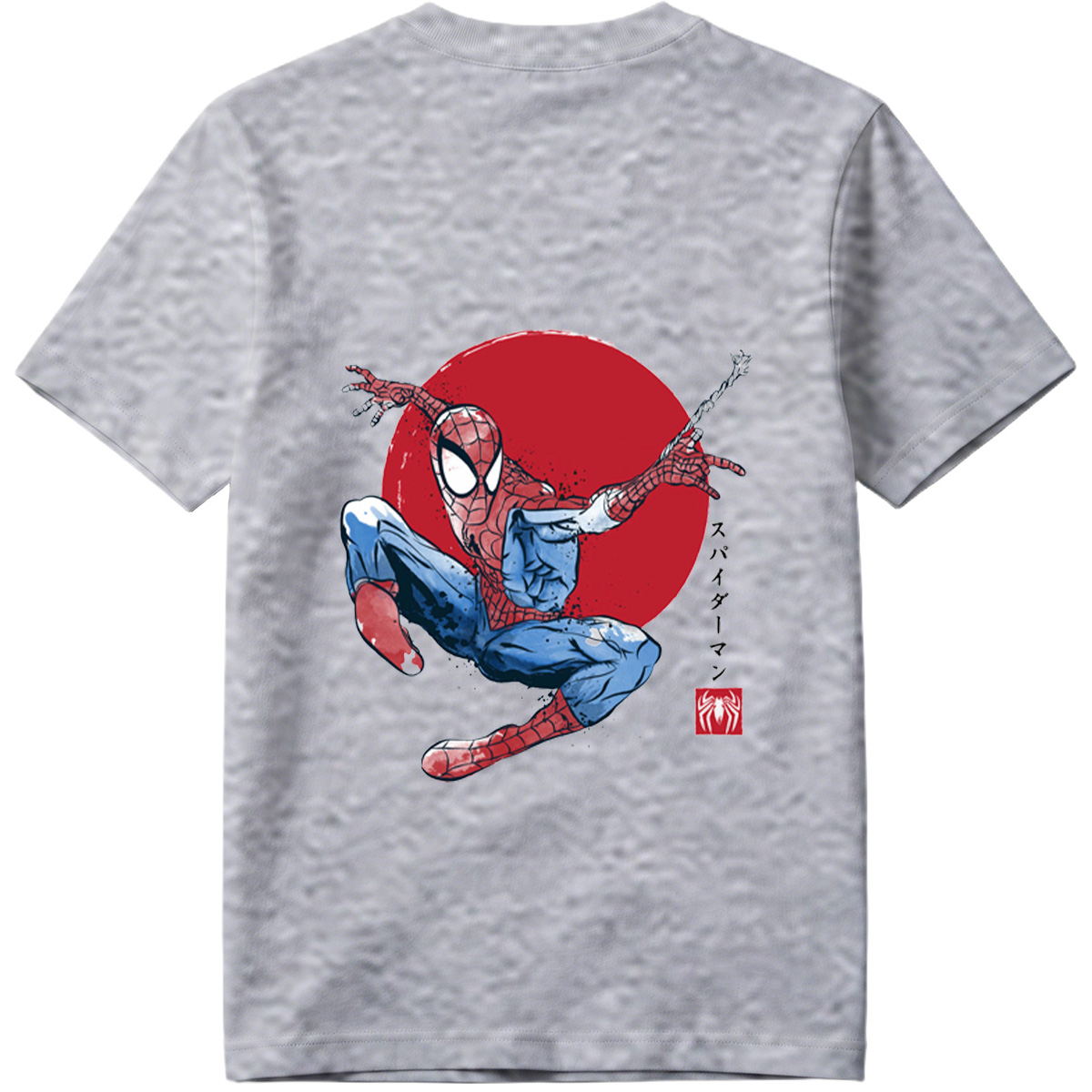 Spider-Man in Action Against Red Sun Background - Tee