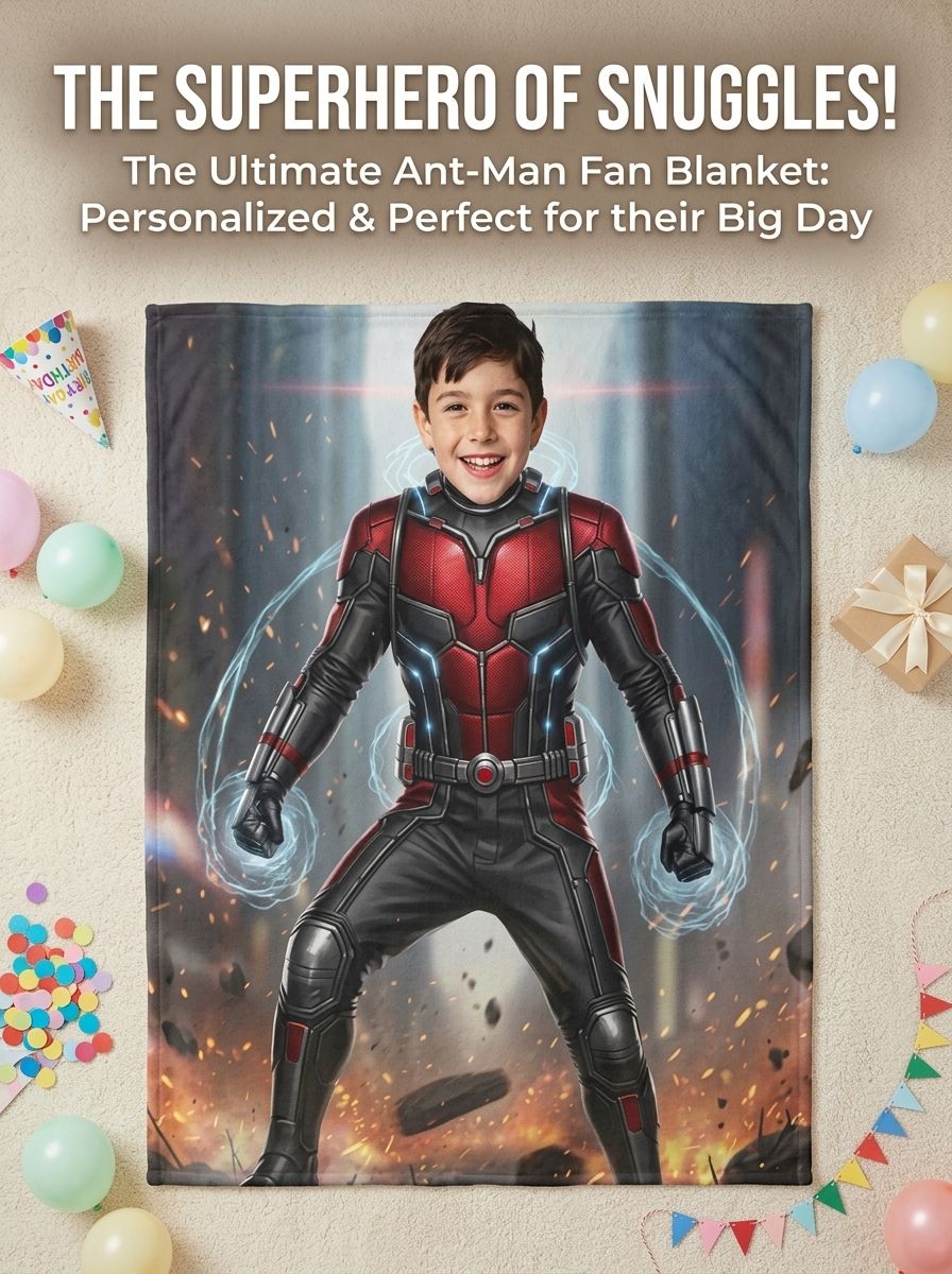 Personalized Superhero Face Photo Blanket Custom Flannel Fleece Throw for Kids Boys Bedroom Sofa Cozy Bedding Gift