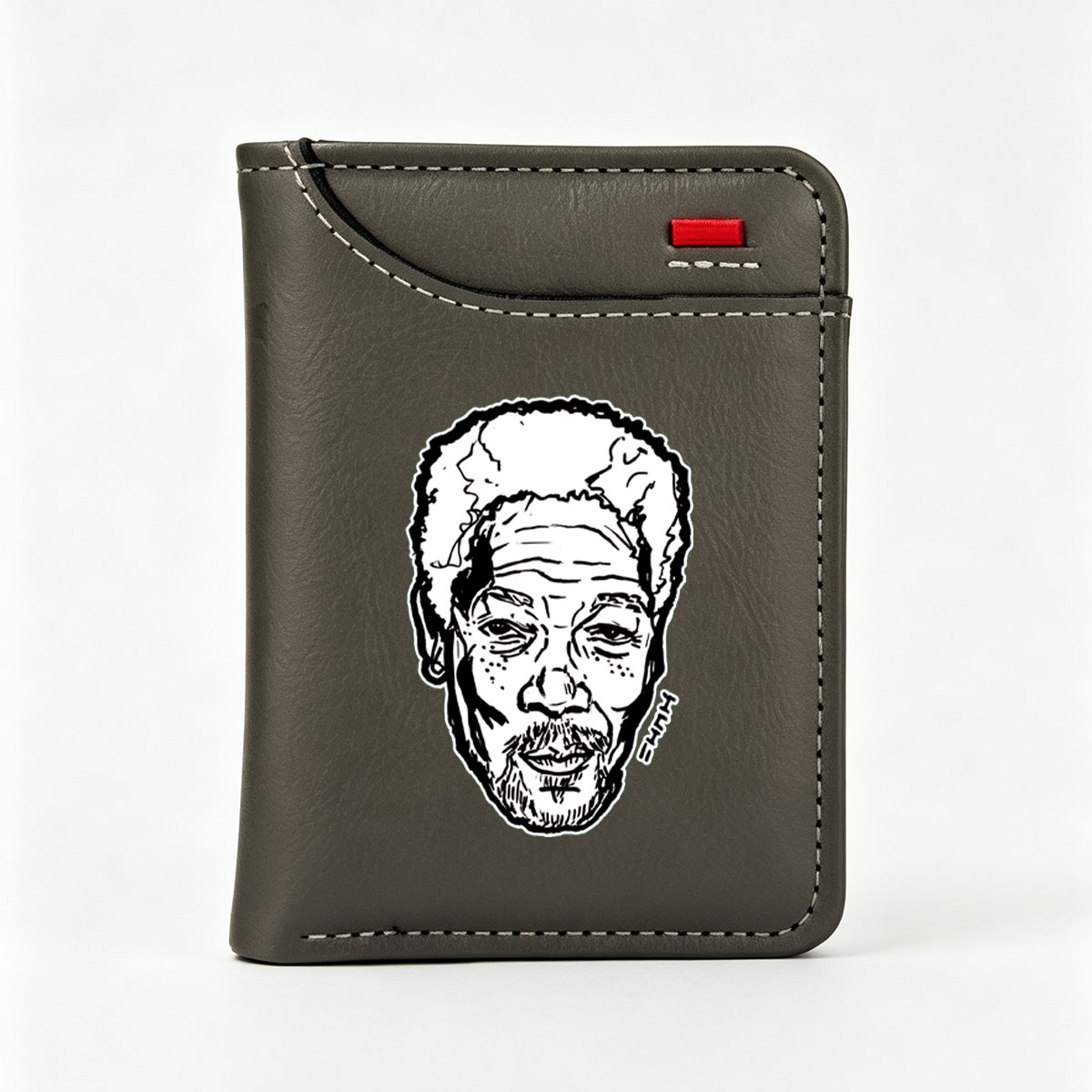 Morgan Freeman Portrait Sketch - Vertical Style Wallet