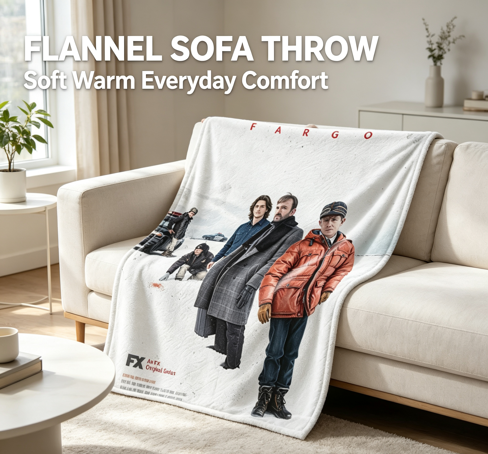 Custom Face Blanket Fargo TV Series Flannel Blanket Cozy Winter Gift for Fans and Collectors