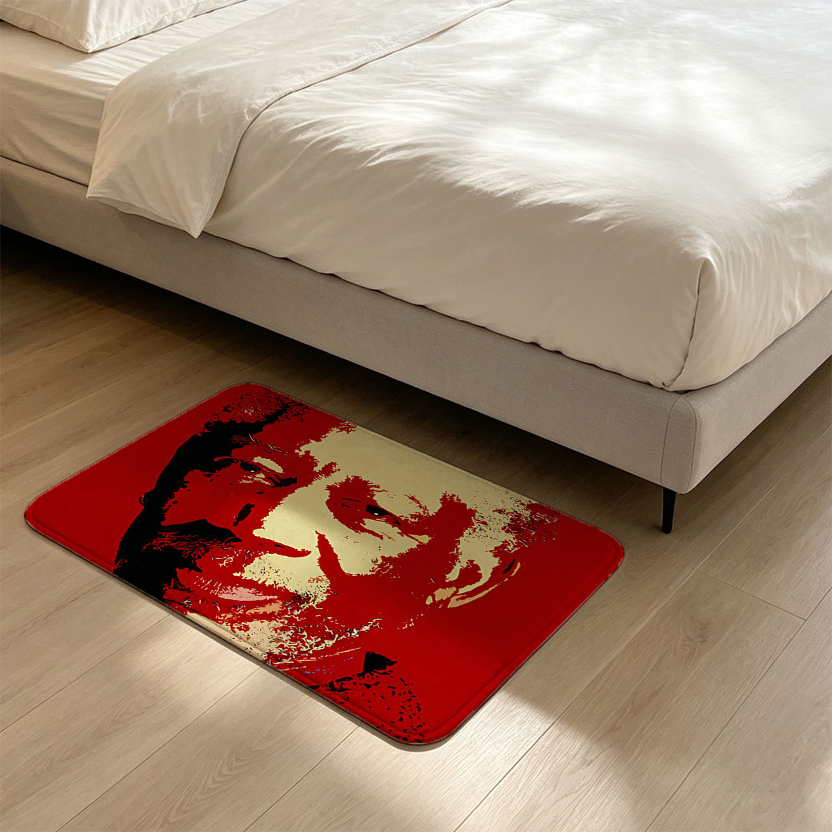 Nelson Mandela Portrait in Red and Beige Art Style - Flannel floor mat