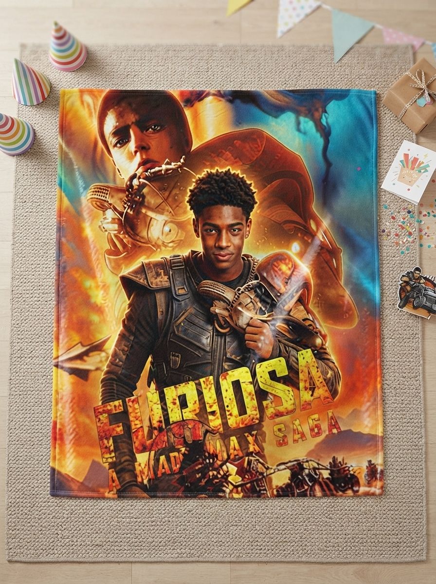 Custom Photo Face Flannel Blanket Personalized Cinematic Poster Cozy Warm Throw for Bed Sofa and Movie Fans Unique