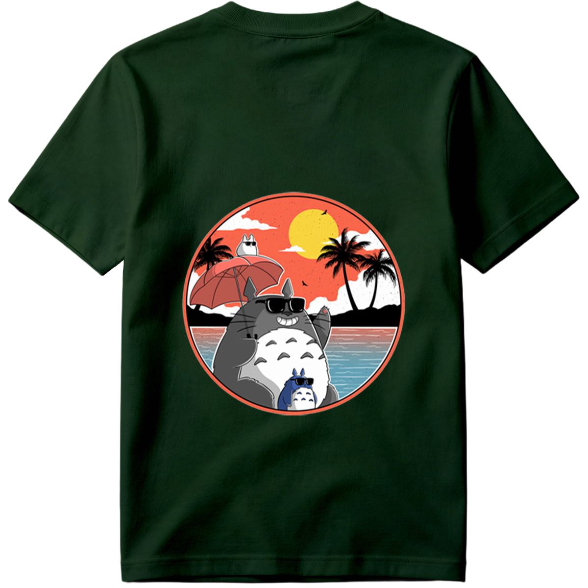 Totoro Family Beach Sunset - Tee