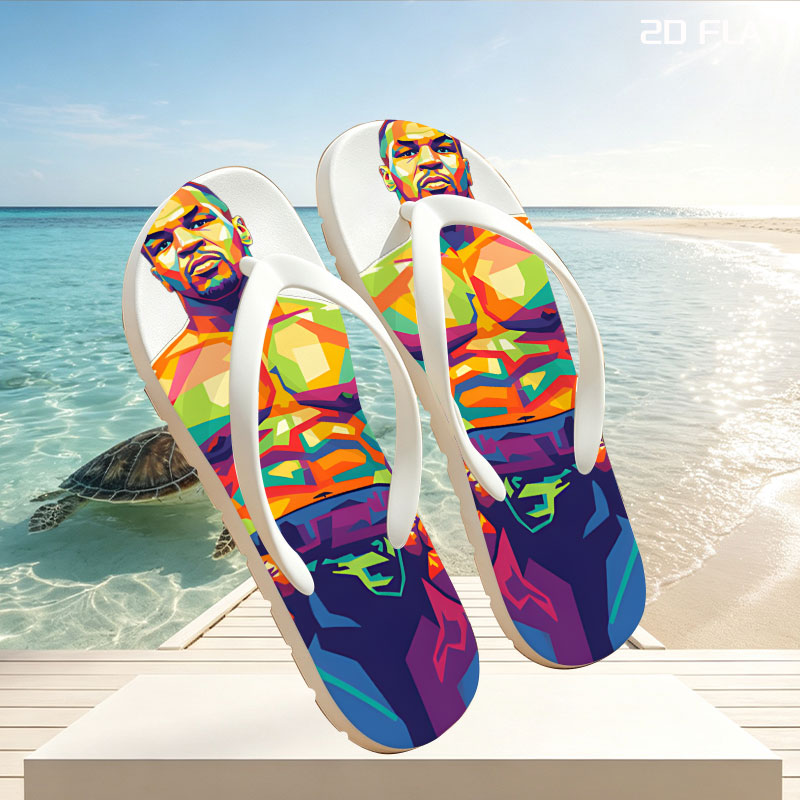 Boxing Legend in Vibrant Colors -  flip-flops
