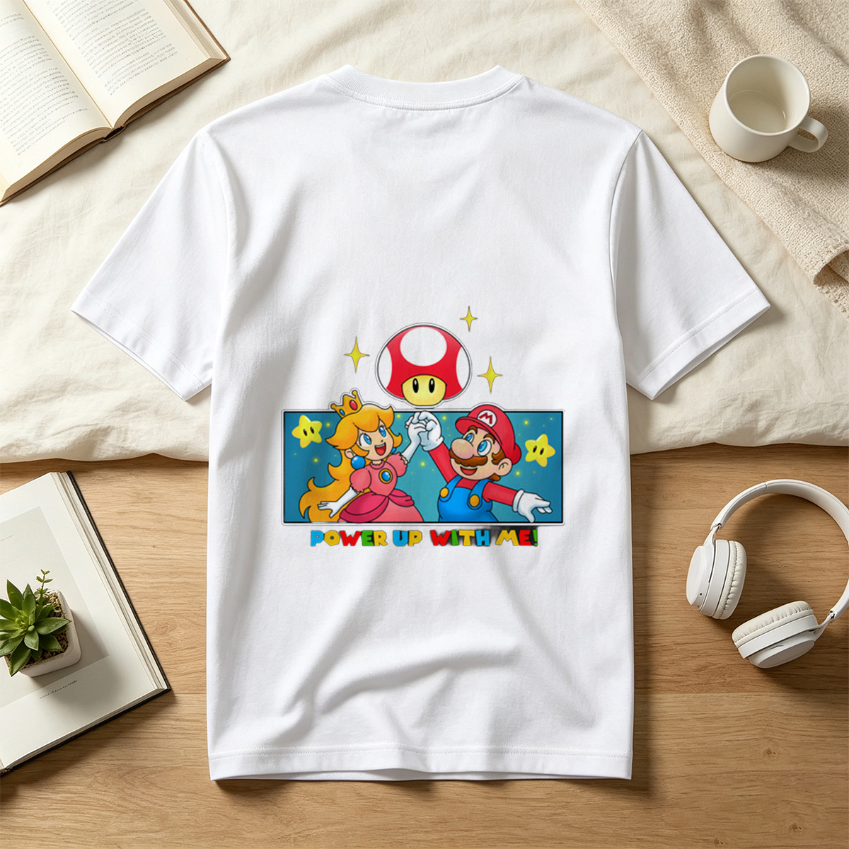 Super Mario: Mario and Peach Power Up with Toad! - Tee