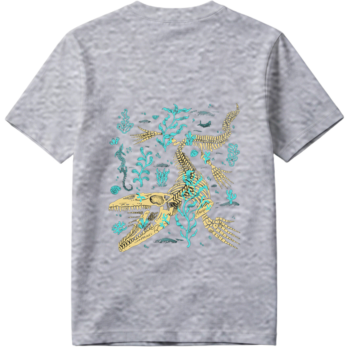 Mosasaurus Skeleton in Ocean Depths - Tee