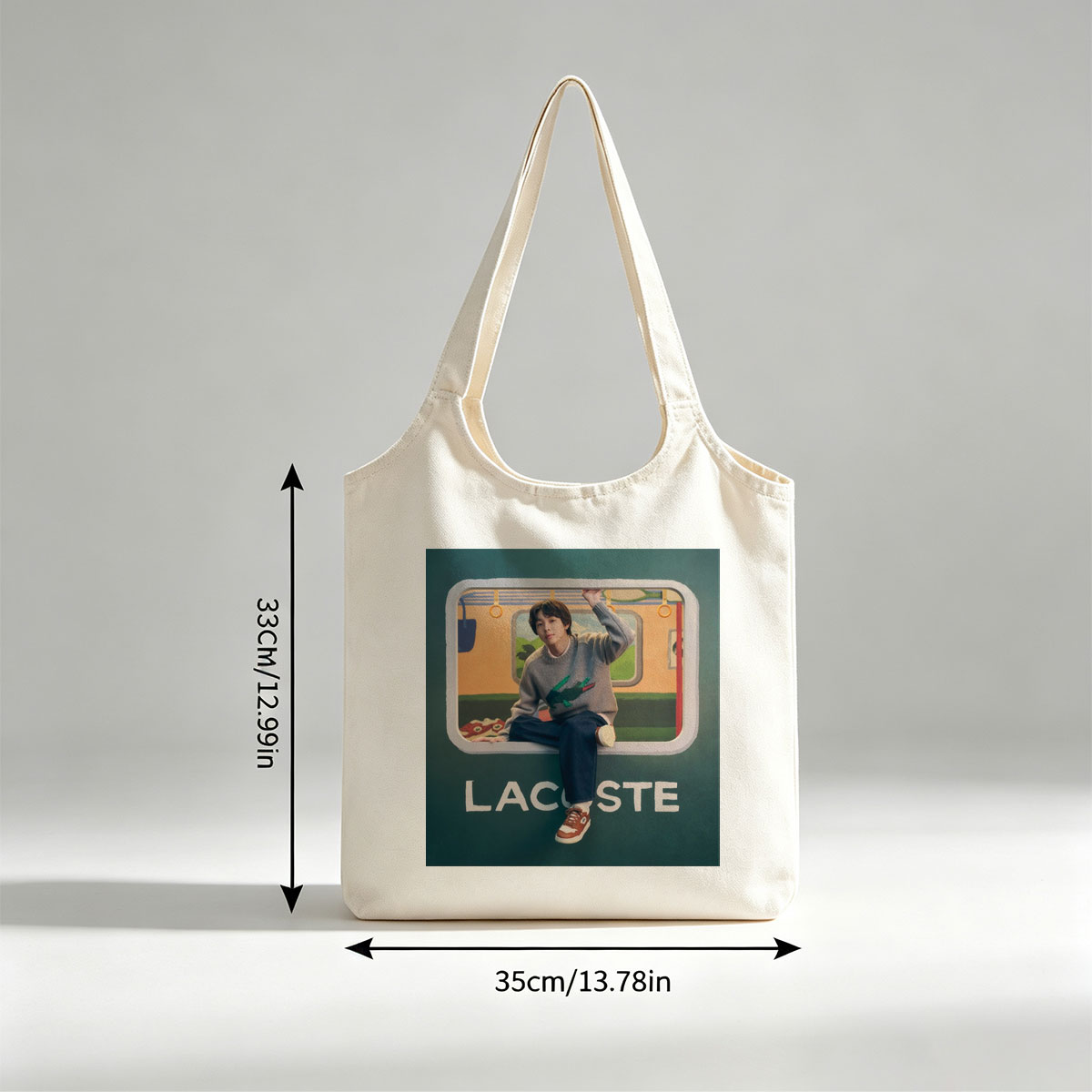 BTS Jungkook in a Vibrant Subway Scene Wearing Lacoste Fashion - Canvas shoulder bags/