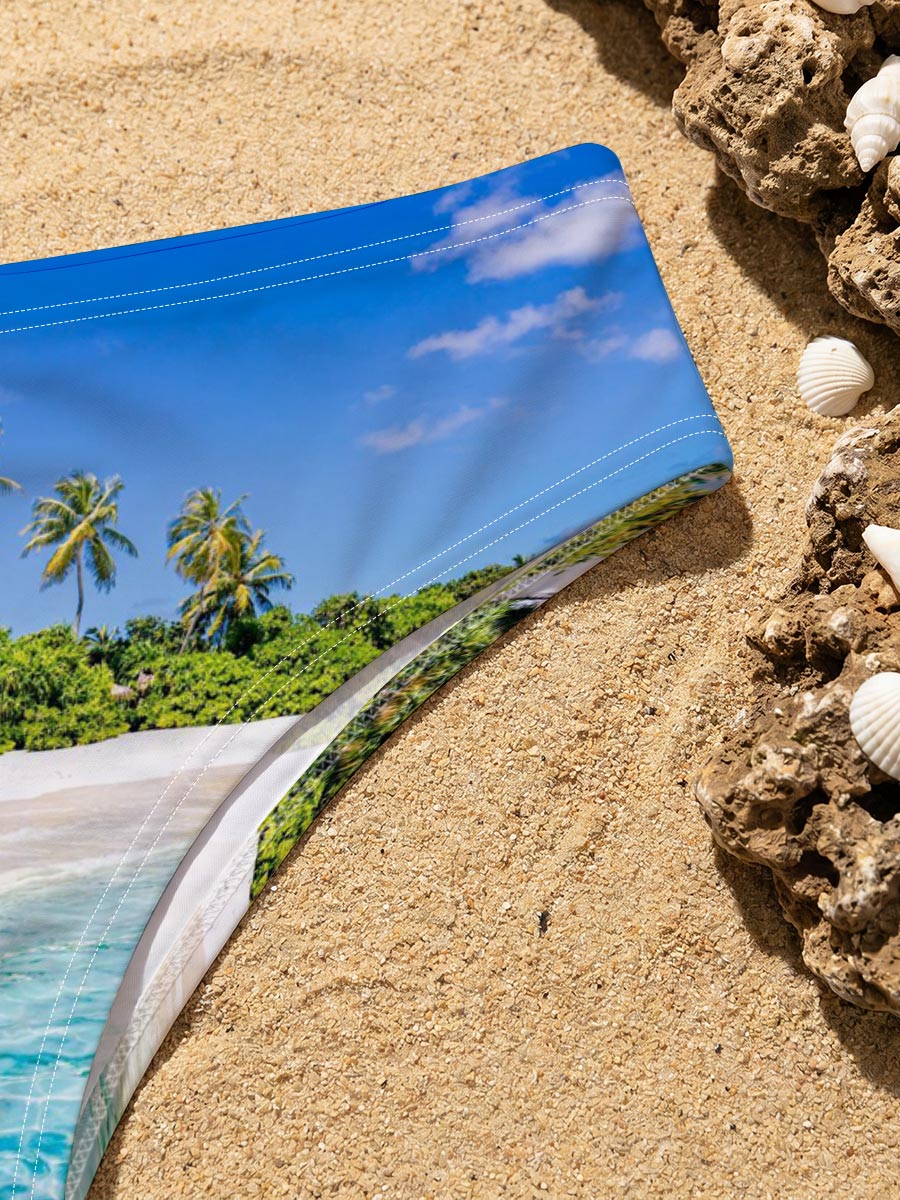 Crystal Clear Waters and Palm Trees on a Tropical Beach -  Men's swim trunks