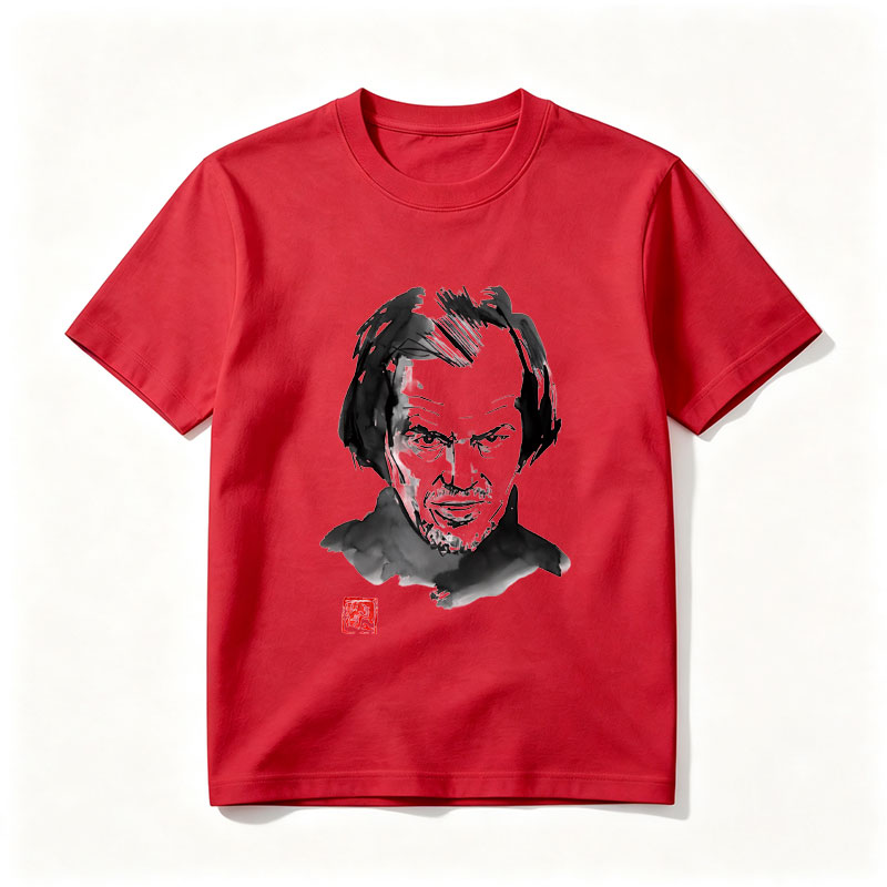 Abstract Portrait of a Man with Expressive Features and Red Seal - Tee