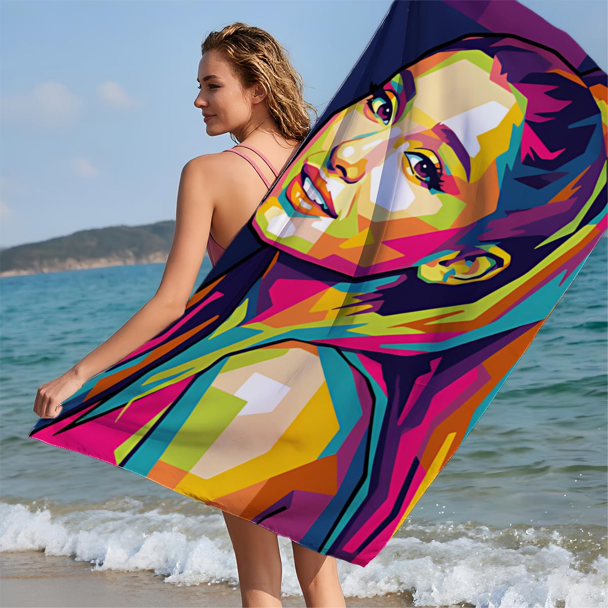 Ariana Grande Pop Art Portrait - Beach towels