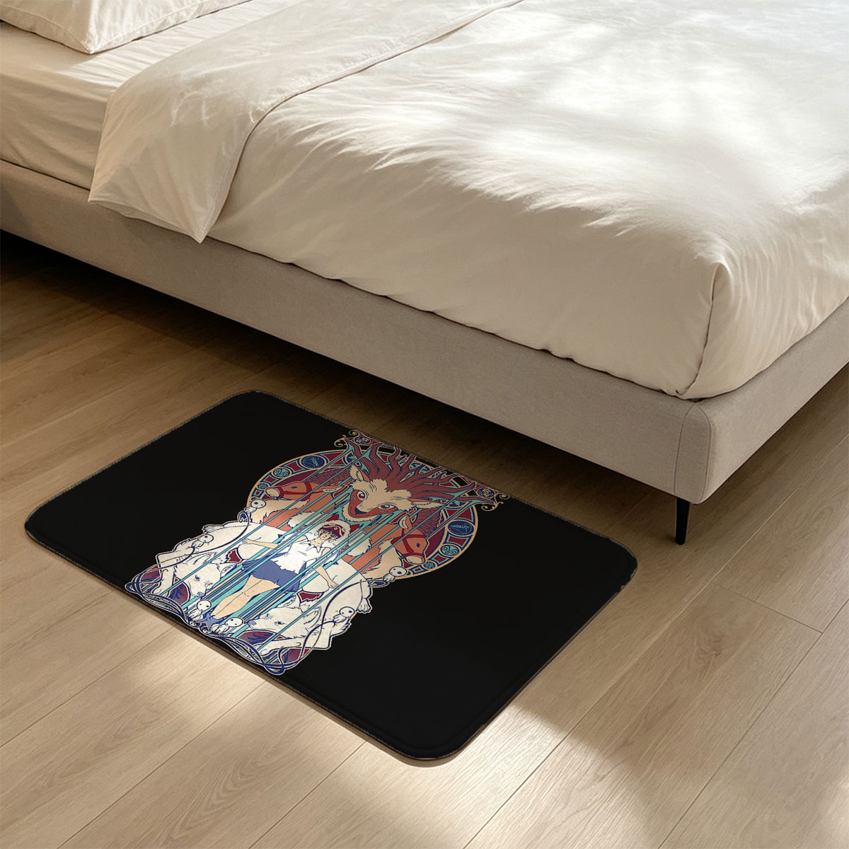 Sailor Moon and Luna in Art Nouveau Style with Mythical Creatures - Flannel floor mat