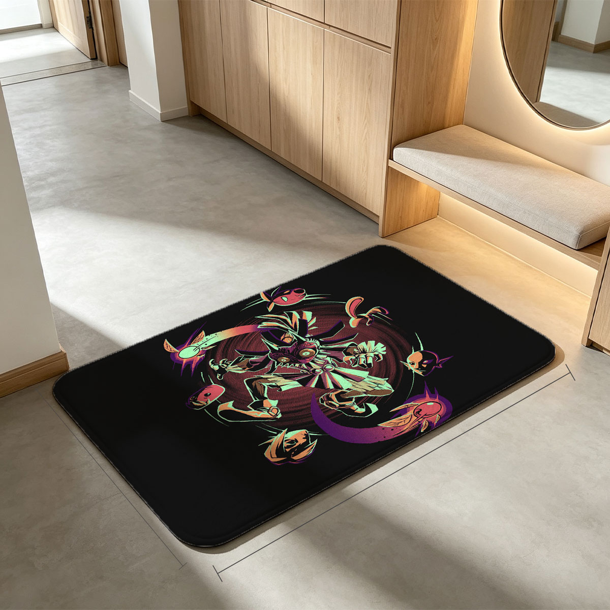 Majora's Mask: Skull Kid and Moon Creatures in Cosmic Dance - Flannel floor mat