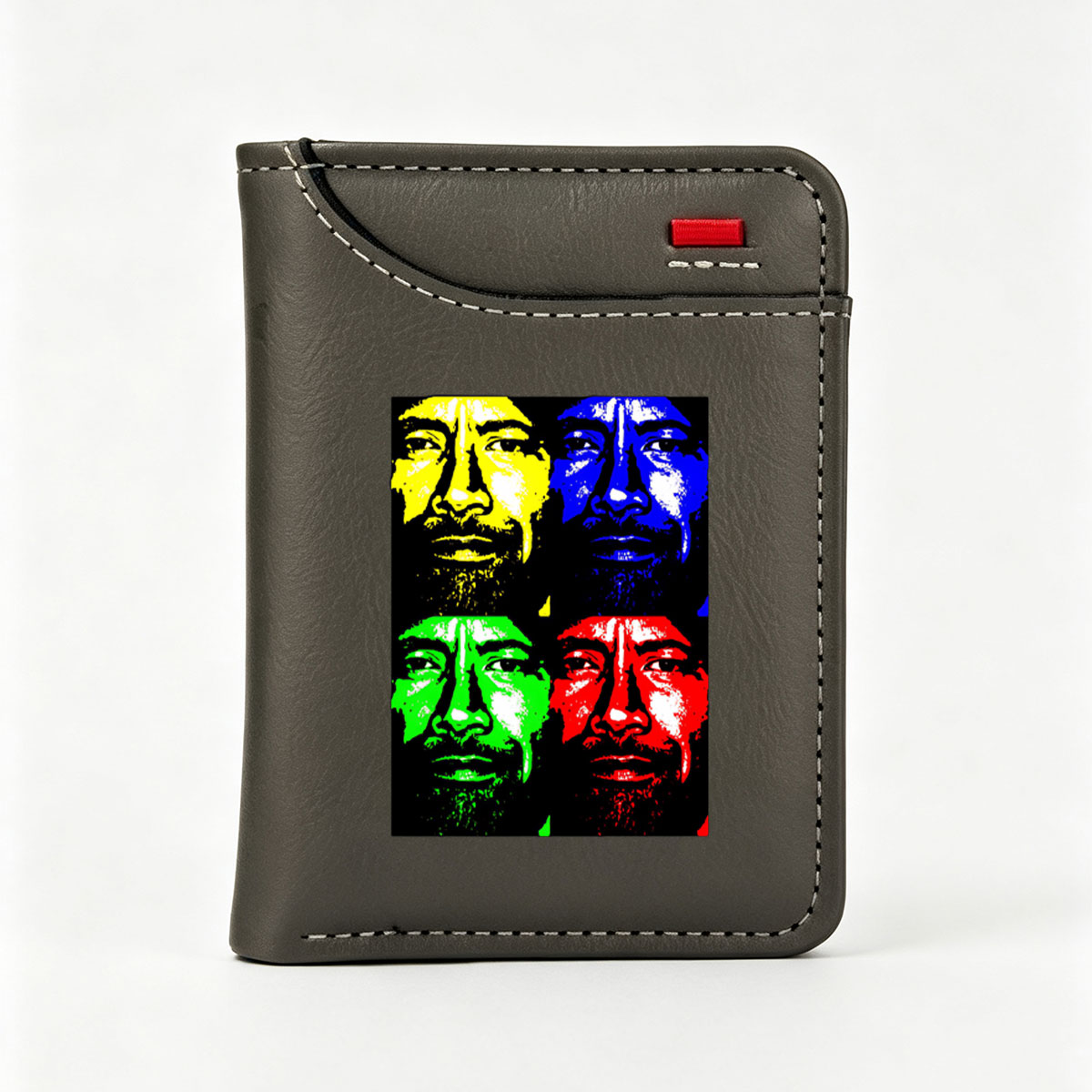 Four-Colored Portrait of a Bearded Man in Pop Art Style - Vertical Style Wallet
