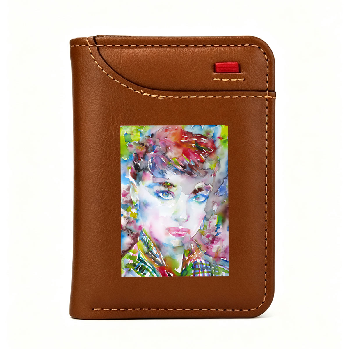 Watercolor Portrait of a Woman with Vibrant Colors and Expressive Eyes - Vertical Style Wallet
